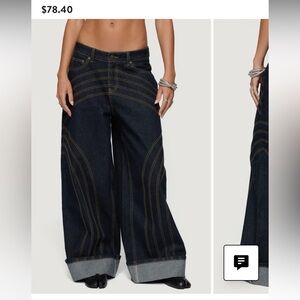 Edikted Wide-Leg Dark Blue Jeans